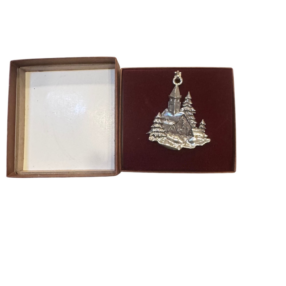 Aitkens Pewter Christmas Ornament Church Scene‎ Canadian Handcrafted vintage